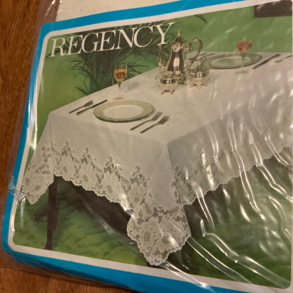 Vintage Regency Tablecloth Lined Vinyl Beige 60 X 90 Oblong NOS Made in USA